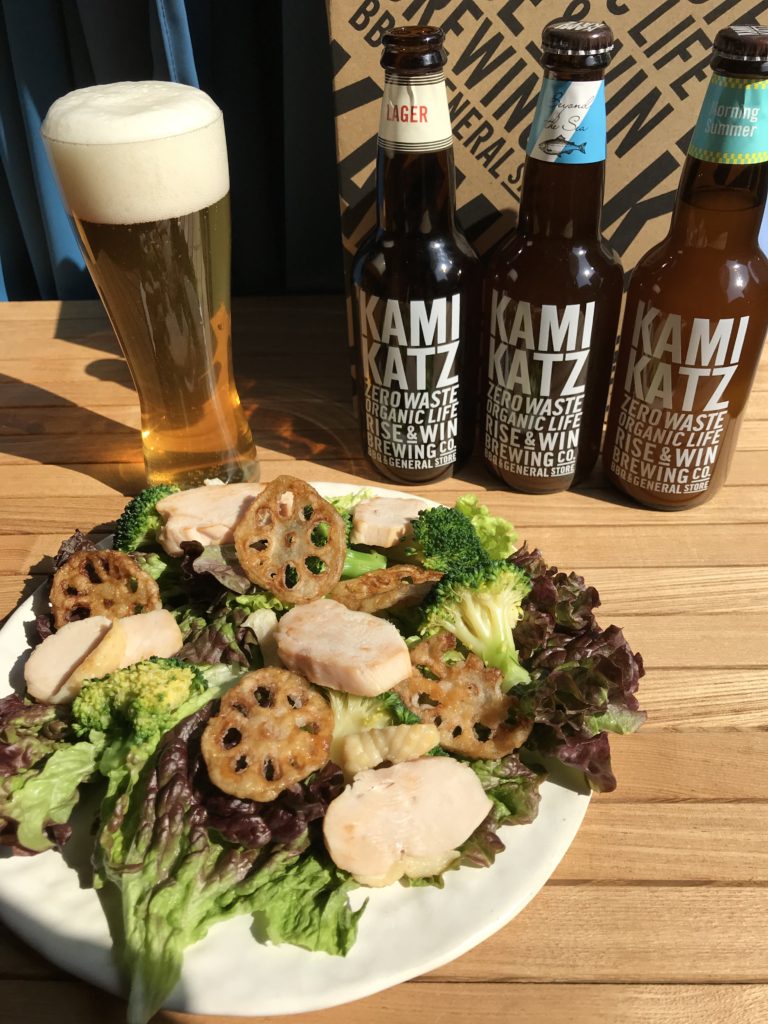 お取り寄せで上勝ビールの飲み比べ！阿波尾鶏のハムと徳島野菜づくしのサラダも一緒に。3