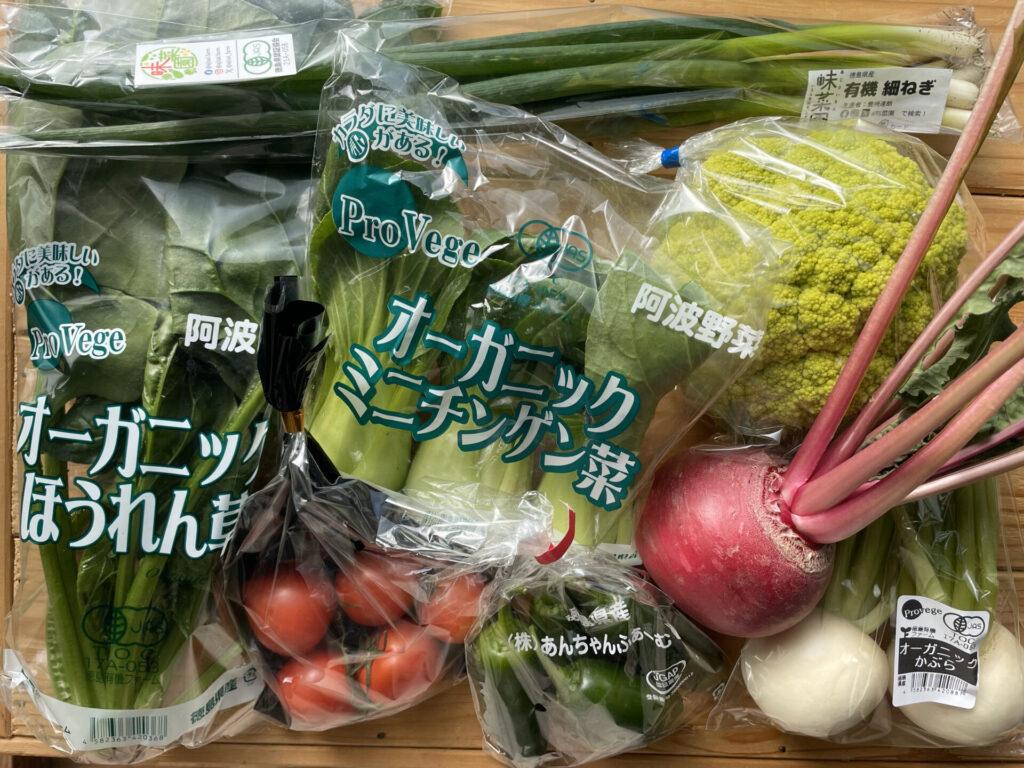 徳島県産野菜の詰め合わせBOXの中に入っていた野菜